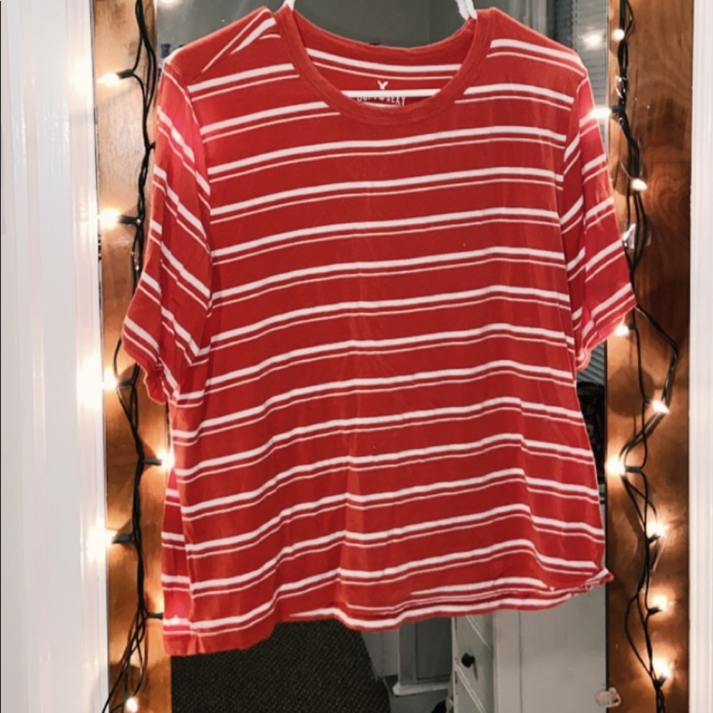 american eagle red orange t shirt